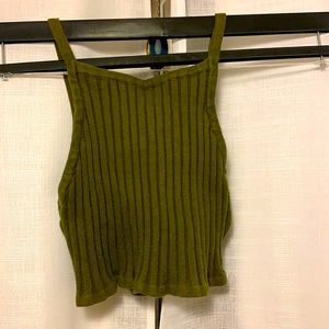 Moss green ribbed crop top